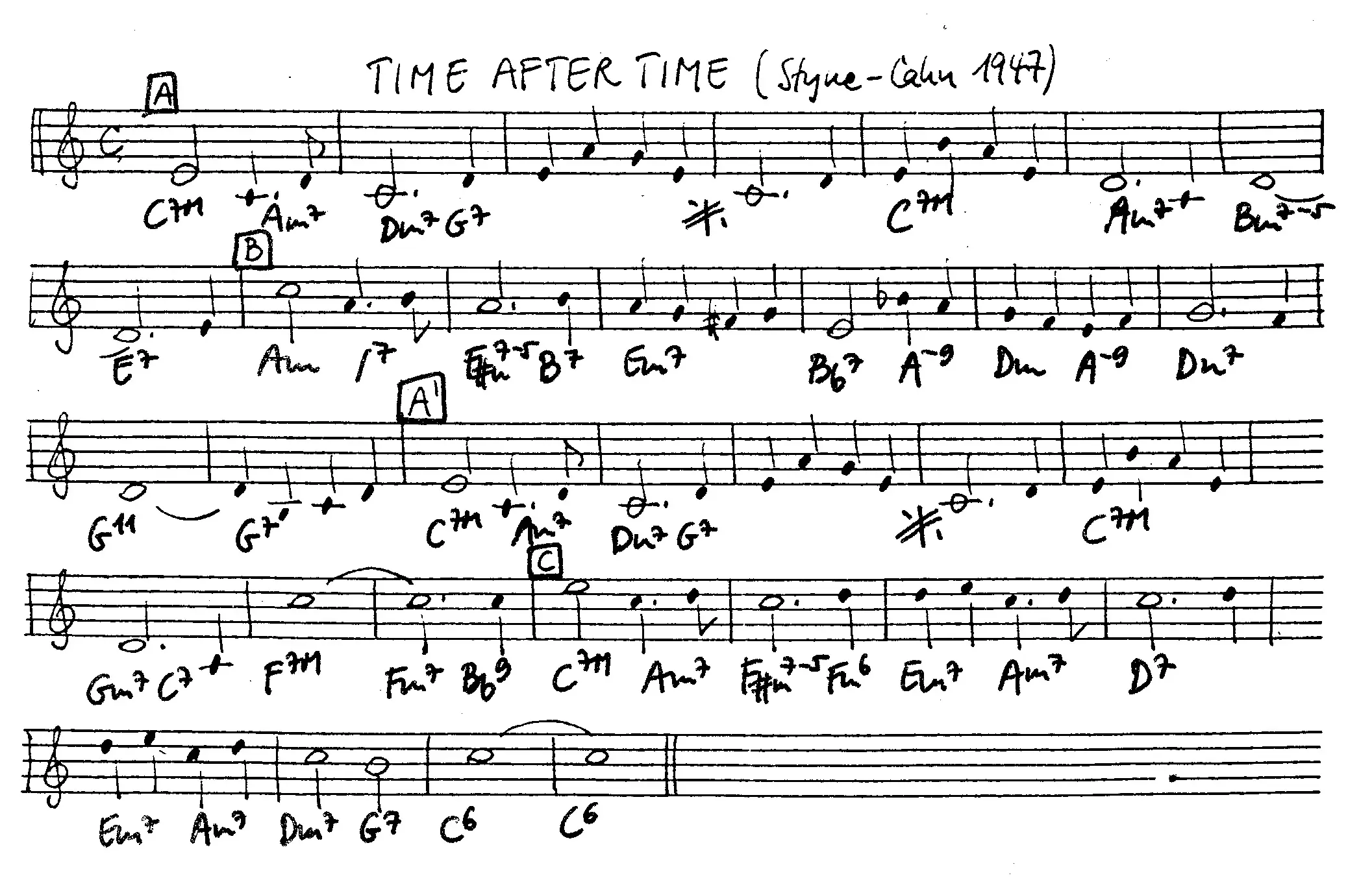 time after time free jazz leadsheet - Courtesy of the Jungle Jazz Band